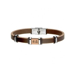 Pánský náramek Daiki z pravé kůže a chirurgické oceli BUDO Collection, Hnědá 21 cm (možnost zkrácení)