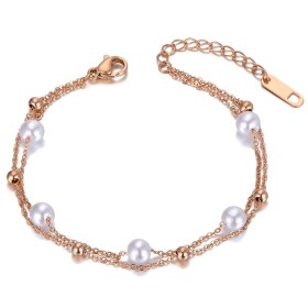 Perlový náramek Juanito Gold - chirurgická ocel, Zlatá 17 cm + 4 cm (prodloužení)