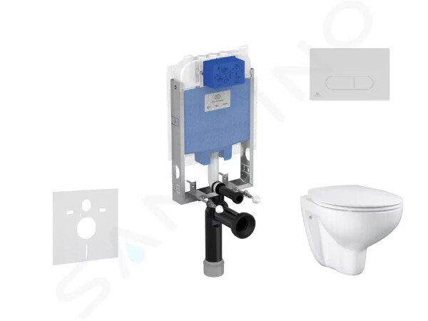 IDEAL STANDARD - ProSys Set předstěnové instalace, klozetu a sedátka Bau Ceramic, tlačítka Oleas M1, Rimless, SoftClose, chrom mat ProSys80M SP137