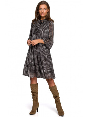 S237 Šifonové šaty se zavazováním u krku - model 1 EU M