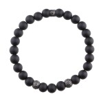 Korálkový náramek Victor - 8 mm přírodní onyx, etno styl, Černá 21 cm