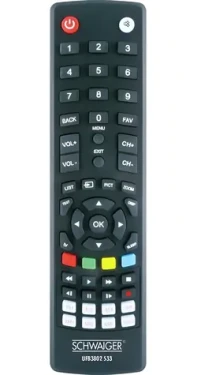 Schwaiger Univerzální dálkový ovladač 8 v 1 černá / Dálkový ovladač / IR / Univerzální / 8 zařízení / 2x AAA (UFB3802533)