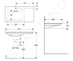 GEBERIT - ONE Umyvadlo nábytkové 900x480x131 mm, skrytý přepad, s otvorem pro baterii, vodorovný odtok, KeraTect, bílá 505.007.00.1