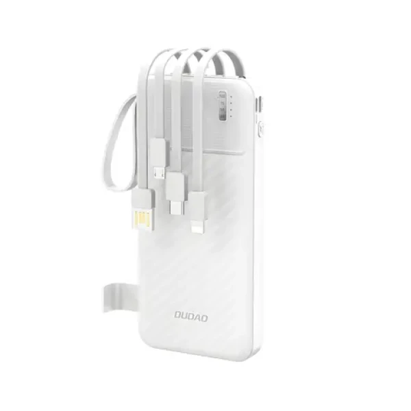 Dudao K11 10000mAh bílá / Powerbanka / s vestavěnými kabely