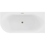 MEXEN/S - Gia volně stojící rohová vana reliéf pravá 150 x 75, bílá mat, sifon a přepad zlatá 52701507501P-50