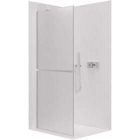 CERANO Sprchová zástěna Walk-in Onyx Y L/P - 8 mm - kulatá vzpěra + polička/držák na ručníky - chrom, mléčné sklo - 40x200 cm