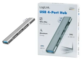 LogiLink kompaktní USB hub stříbrná / USB hub / 1x USB-A 3.0 / 3x USB-A 2.0 / 5 Gbit/s (UA0436)
