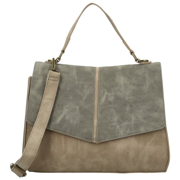 Módní dámská koženková kabelka do ruky Sira, béžovo-šedá