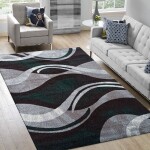 DumDekorace Originální koberec s abstraktním vzorem v zelenošedé barvě Šířka: 160 cm | Délka: 220 cm