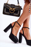 Dámské sandály třpytivé na podpatku Černe Rosel 40