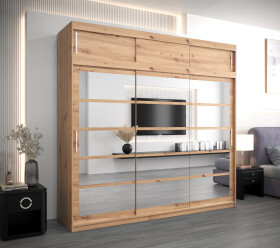 Šatní skříň Abi Ro2 s nástavcem Barva korpusu: Dub artisan, Rozměry: 250 cm, Dveře: Dub artisan