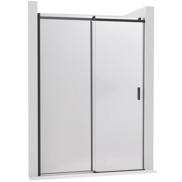 CERANO Sprchové posuvné dveře Santoro - levá - 6 mm - černá matná, mléčné sklo - 130x195 cm