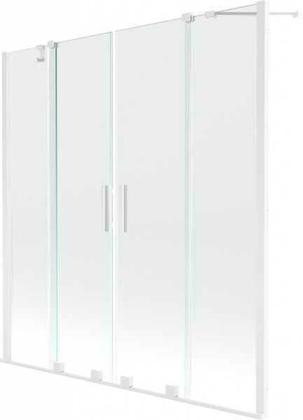 MEXEN/S - Velar Duo Dvoukřídlá posuvná vanová zástěna 140 x 150 cm, transparent, bílá 896-140-000-02-20