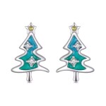 Stříbrné vánoční náušnice ve tvaru stromečku – stříbro 925/1000, Stříbrná