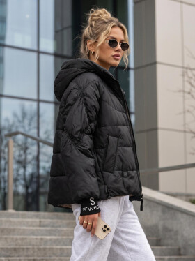 Dámská prošívaná bunda s kapucí, černá, FashionStreet TY5759 XXL