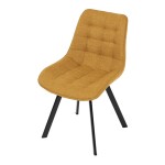 Židle jídelní, žlutá látka, nohy černý kov