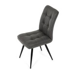 Židle jídelní, šedá látka v dekoru broušené kůže, černý kov