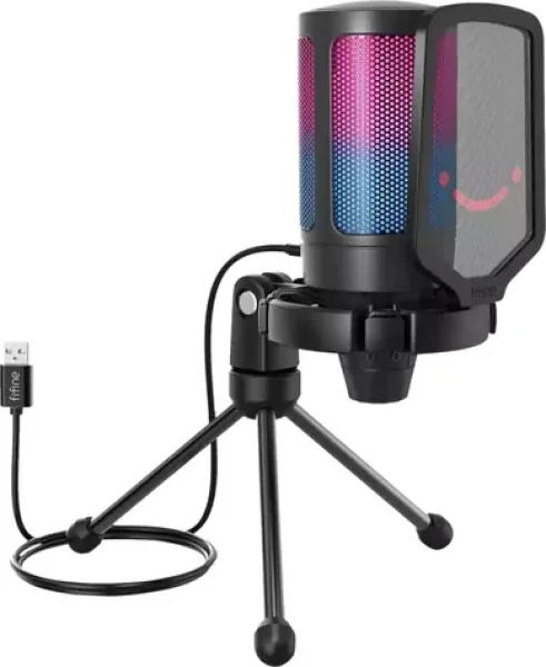 FIFINE A6V AmpliGame RGB černá / Stolní mikrofon / Kapacitní / RGB (A6V)