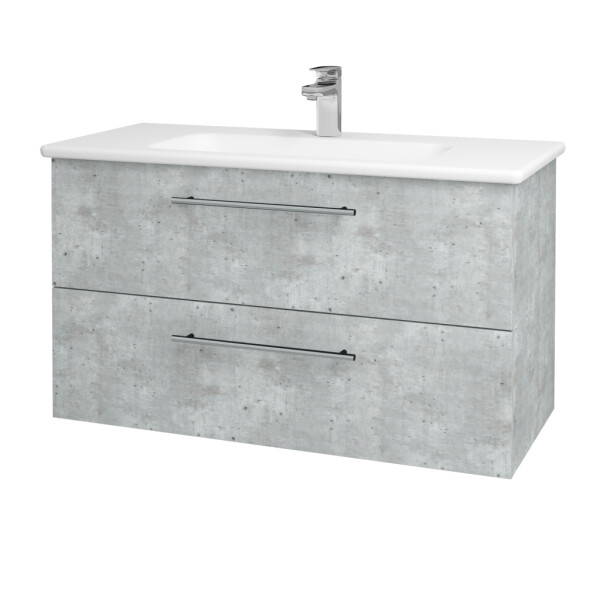 Dřevojas - Umyvadlová skříňka GIO SZZ2 100 - D01 Beton / Úchytka T02 / D01 Beton 130626B