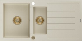 MEXEN/S - Andres granitový dřez s odkapávačem 1000 x 500 mm, béžová, zlatý sifon 6515101510-69-G