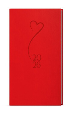 Týdenní diář 2026 Jakub Vivella s ražbou kapesní červená Srdce