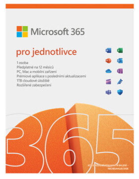 Microsoft Office 365 pro jednotlivce 1 PC a 1 Tablet / předplatné na 1 rok / Elektronická licence (QQ2-00012)