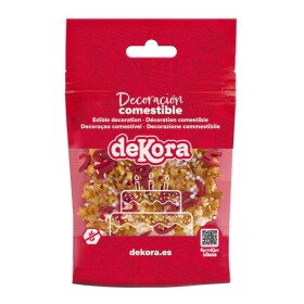 Dortisimo Dekora cukrové zdobení Hvězdičky zlaté a hůlky červené (100 g)