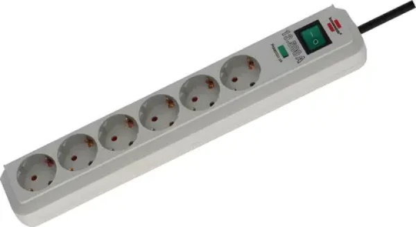Brennenstuhl Eco-Line světle šedá / Přepěťová ochrana / 6 zásuvek / 1,5 m / 13 500 A (1159750015)