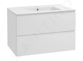 Kielle - Oudee Skříňka včetně umyvadla, 80x55x46 cm, 2 zásuvky, lesklá bílá 50002S80