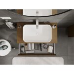 MEXEN/S - Rivel koupelnová skříňka pod umyvadlo 90 cm s deskou, 2 zásuvky, reliéf , ořech 91A20-09047-2-BFFC86