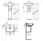 IDEAL STANDARD - i.Life B Umyvadlo 45x38 cm, s přepadem, otvor pro baterii, SmartGuard, bílá T4610HY