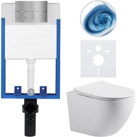 CERANO Kompletní WC set Profi/Cesso - bílá matná - WC tlačítko Line/Nerez - pro zazdění - 49x36 cm - 8050BD84370