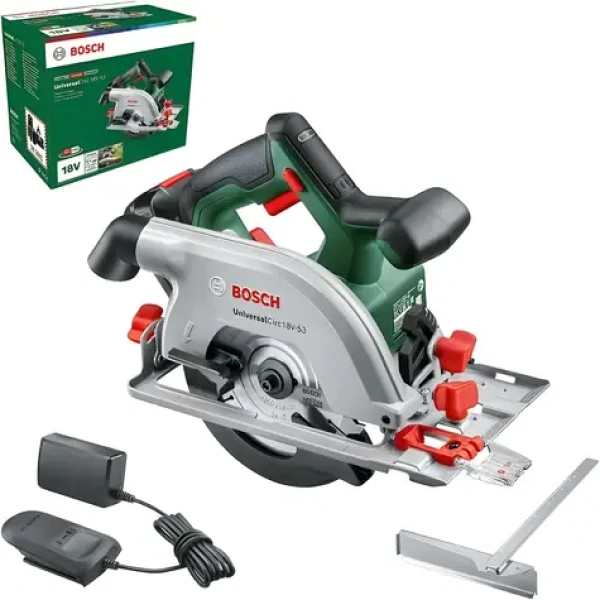 Bosch UniversalCirc 18V-53 zelená/černá / Aku okružní pila / 18V / řez 53 mm / 1x aku 2,5 Ah (06033B1402)