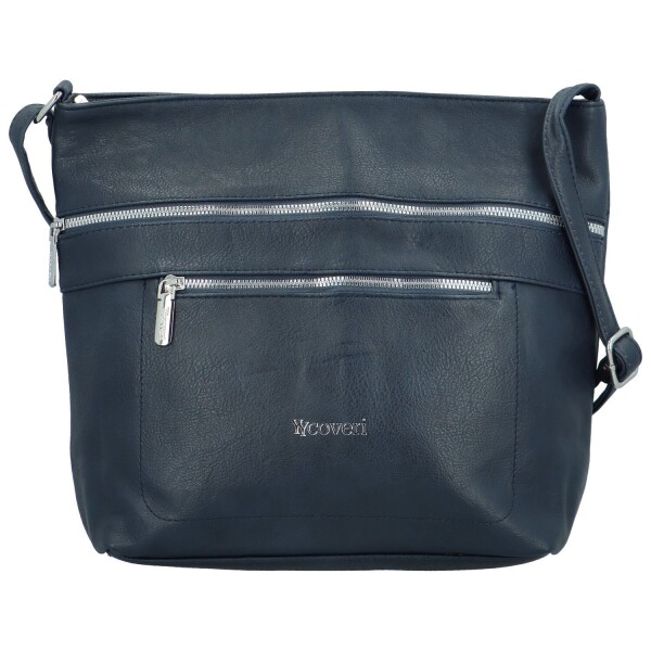 Stylová dámská koženková crossbody kabelka Olbba, tmavě modrá