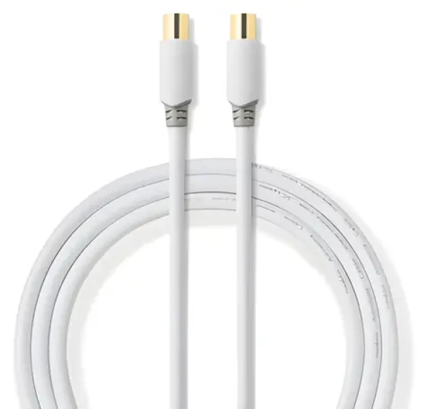 Nedis koaxiální kabel bílá / Koaxiální kabel / IEC - IEC / 75 Ohm / 100 dB / dvojité stínění / 2 m (CSBW40015WT20)