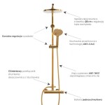 Erga Dubaj, sprchová souprava s pákovou baterií a dešťovou hlavicí 23 cm, zlatá lesklá, ERG-YKA-BP.DUBAJ23-GLD