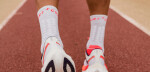 Kompresní běžecké ponožky Compressport Pro Marathon Socks V2.0 - Fluo Red/White Velikost: EU 45-48