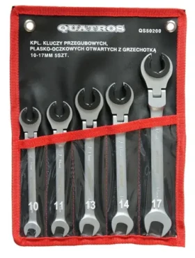 QUATROS Očkoploché kloubové klíče s ráčnou na převlečné matice 10 - 17 mm 5 ks (QS50200)