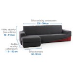Super strečové potahy NIAGARA antracitová sedačka s otomanem vlevo (š. 200 - 300 cm)
