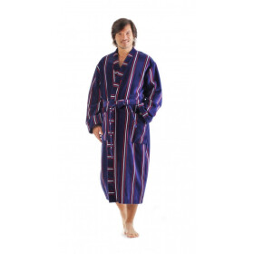 OXFORD proužek - pánské bavlněné kimono Velikost: L, Řezání: dlouhý župan kimono, Barva: modrý proužek 5003