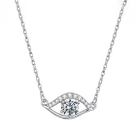 Stříbrný náhrdelník Evil Eye 0,5 ct MOISSANITE, stříbro 925/1000 + CERTIFIKÁT, Stříbrná 40 cm + 5 cm (prodloužení) certifikát GRA, hadřík na čištění stříbra, dárková krabička