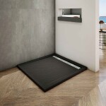 H K - Sprchový kout MELODY BLACK LINE R101, 100x100 se zalamovacími dveřmi včetně černé vaničky z litého mramoru MBLINER101/BLACKSTAR1010SET