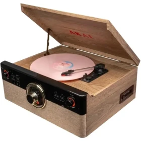 AKAI ATT-300CC hnědá / Gramofon / 45 RPM / FM / RCA / CD / AUX / Bluetooth (4905192534516)