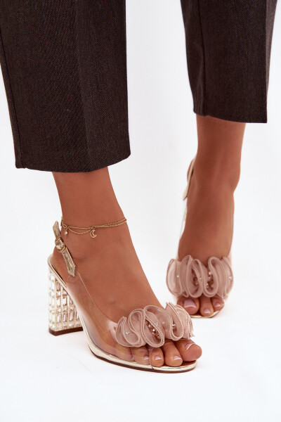 Sandály na podpatku s krystaly D&A MR52-237 zlaté 40