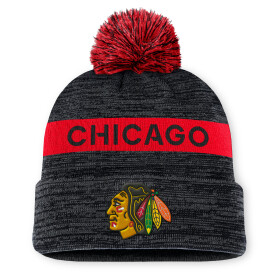 Fanatics Pánská Zimní Čepice Chicago Blackhawks Authentic Pro Rink Beanie Cuff With POM