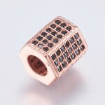 Mosazný korálek s kubickými zirkony - šestihran - různá provedení - 8,5 x 8 x 7,5 mm - 1 ks Barva: Růžově zlatá