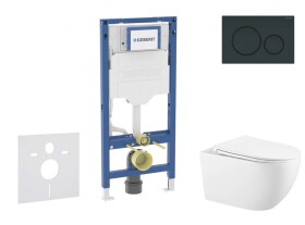 GEBERIT - Duofix Set předstěnové instalace, klozetu Gaia a sedátka softclose, tlačítko Sigma20, černá lesk/černá mat SANI11CA5137B