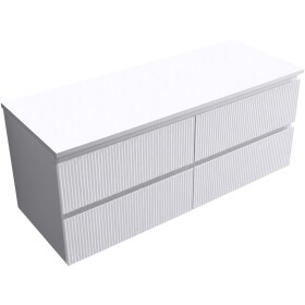 CERANO Koupelnová skříňka Carole - bílá matná rýhovaná + deska pod umyvadlo z lit. mramoru Elanys - 12 mm - bílá matná - 120x49,2x46 cm
