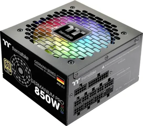Thermaltake Germanium Pro RGB 850W černá / PC napájecí zdroj / ATX 3.1 / 80 PLUS Gold / 12+4pin / RGB (WG0850RE)