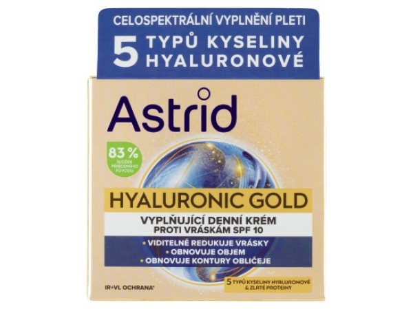 Astrid Hyaluronic Gold vyplňující denní krém proti vráskám SPF 10 50ml